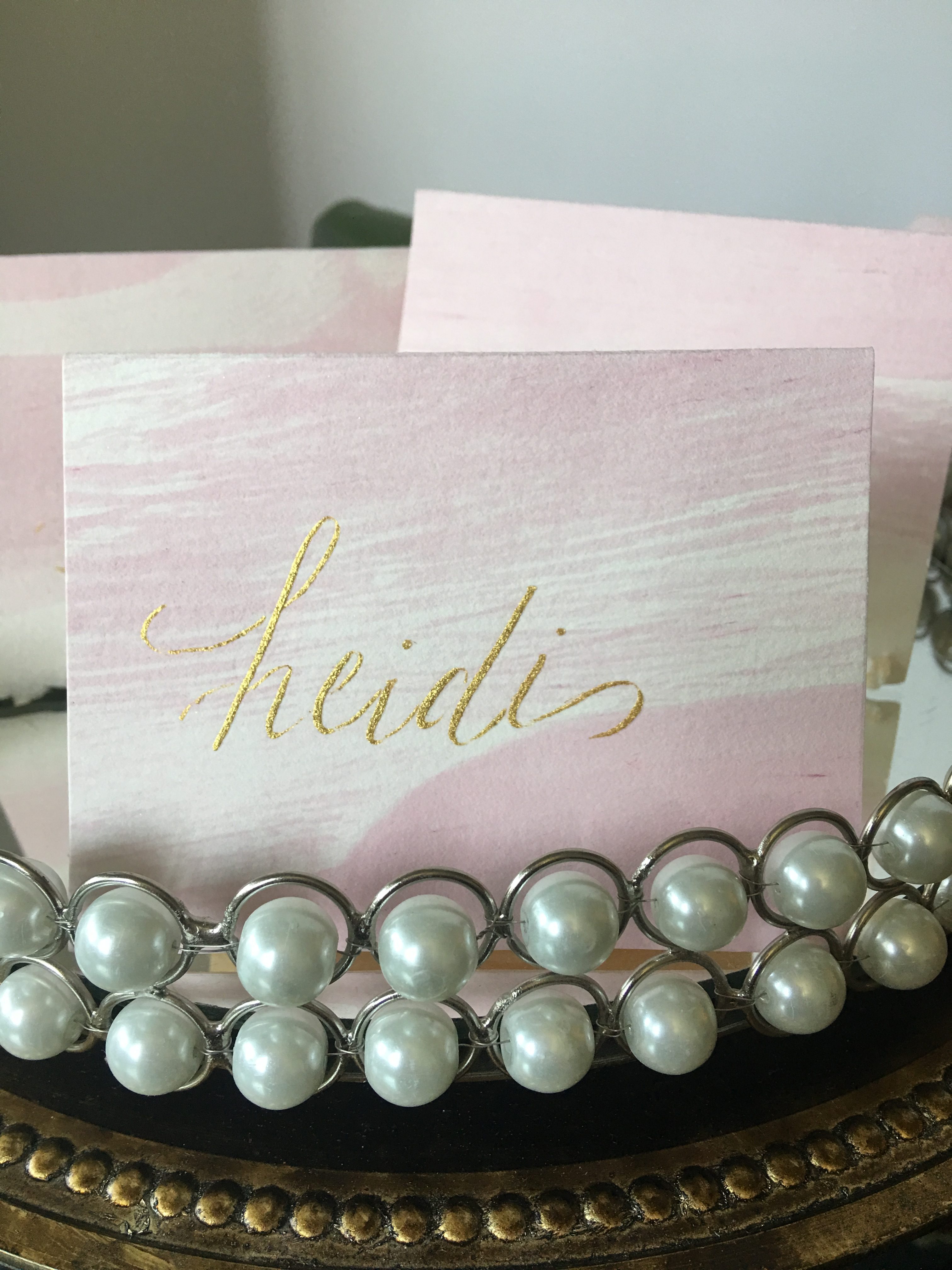 wedding place card with gold name