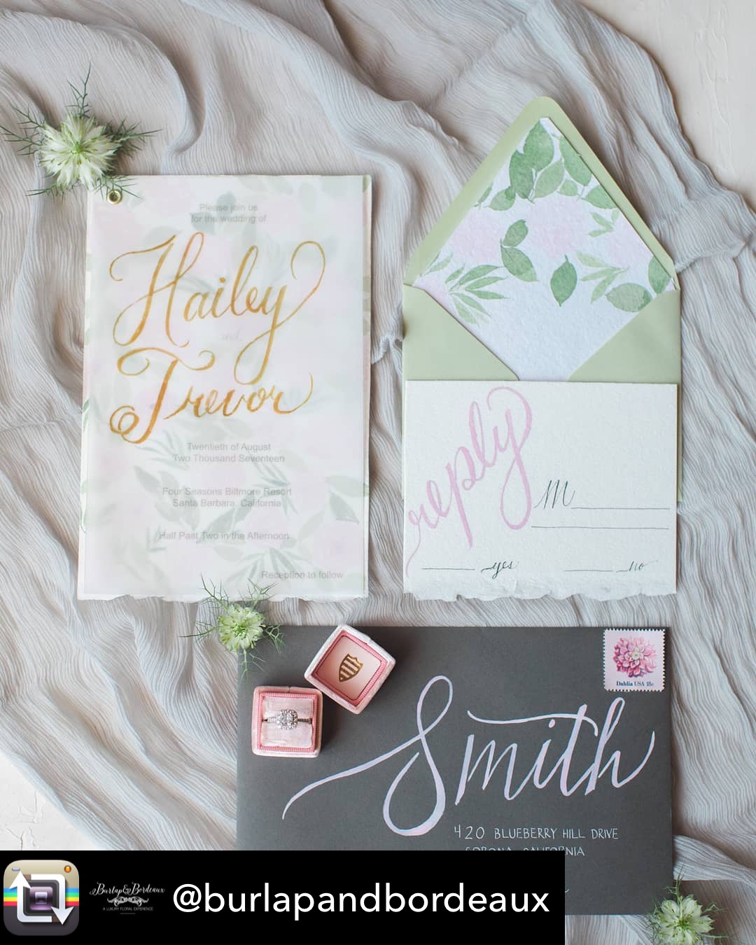 Watercolor florals and hand calligraphy
